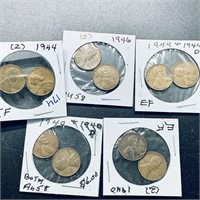 Set of 10 Vintage Pennies