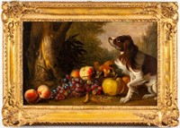 R.R. Reinagle Setter with Still Life Oil on Canvas