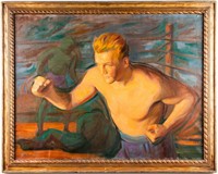 Joseph Goss Cowell "The Boxer" Oil on Canvas