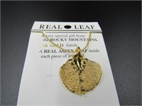 24K Gold Real Aspen Leaf Necklace