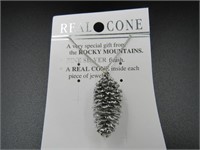 Fine Silver Finish Real Pinecone Necklace