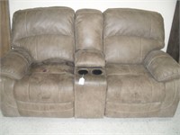 UPHOLSTERED LOVESEAT-STAINED