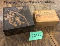 Pyrography Box & Gortons Codfish Box