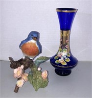 Priceline Bluebird and blue floral vase