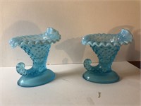 Pair of blue hobnob vases