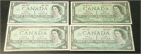 Lot of 4 1967 Bank of Canada $1 Bank Notes