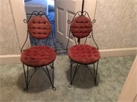 Pair of vintage metal Victorian type chairs