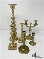 Six Brass Candle Holders