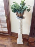 Wooden Plant Stand with Faux Floral Arranged