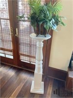 Wooden Plant Stand with Faux Floral Arrangement