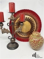 Home Accessories in Cranberry and Gold Tones