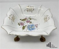Vintage Floral and Gold Tone Dish