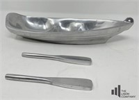 Pewter Boat with Oars Server