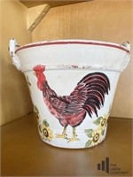 Glazed Terracotta Bucket with Rooster Motif