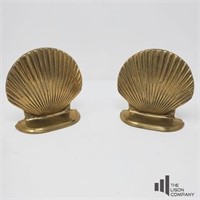 Two Brass Shell Bookends
