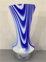 Blown Glass Blue Swirl Vase