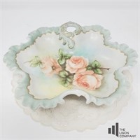 Floral Bowl with Ruffled Edge and Doily