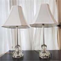 Two Matching Glass Table Lamps