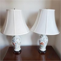 Two Matching Floral Patterned Lamps