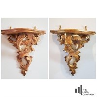 Pair of Gold Tone Wall Sconces