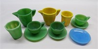 Akro Agate Slag Glass Toy Tea Set