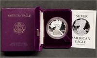 1989 US 1oz Proof Silver Eagle w/Box & Papers