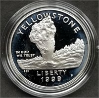 1999 Yellowstone Proof Silver Dollar w/Box & COA