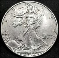 1937-P Walking Liberty Silver Dollar BU Gem