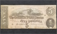 1864 Confederate $5 Banknote T-69