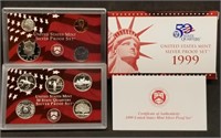 1999 US Mint Silver Proof Set w/Box & COA