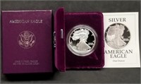 1991 US 1oz Proof Silver Eagle w/Box & Papers
