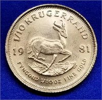 1981 South Africa 1/10th oz Gold Krugerrand BU