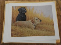 (4) Unframed prints of bird dogs each signed