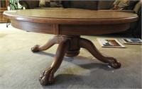 Contemporary Oak paw foot dining table cut down