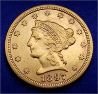 1897 US $2.50 Gold Liberty Quarter Eagle BU