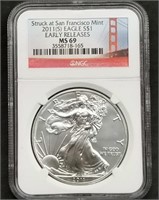 2011 (S) 1oz Silver Eagle NGC MS69 Slab