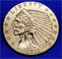 1911 US $2.50 Gold Indian Quarter Eagle BU