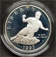 1997 Jackie Robinson Proof Silver Dollar w/Box