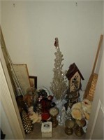 Closet lot: Christmas décor, candle stands,