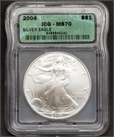 2004 1oz Silver Eagle ICG MS70 Slab