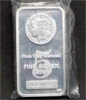 5 Troy Oz .999 Fine Silver Bar