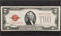 1928 US $2 Red Seal Legal Tender Banknote Nice