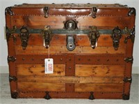 Antique 19th Century flat top shipping trunk