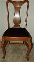 Antique Oak “T” back stretcher base side chair