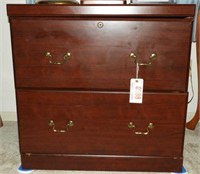 Cherry finish two drawer horizontal file cabinet