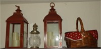 Pair of red font candle lanterns 24” each and