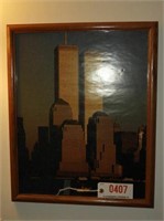 Framed poster of twin towers, framed Honoring