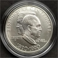 1990 Eisenhower BU Silver Dollar in Capsule
