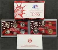 2000 US Mint Silver Proof Set w/Box & COA