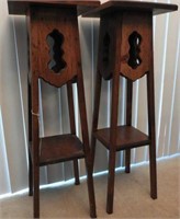 Pair of Pine antique style candle/plant stands